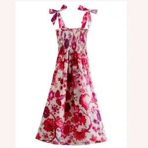 Floral tied ruched dress